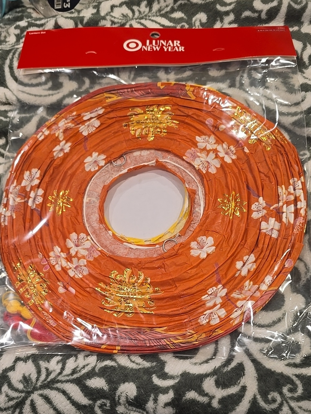 ❤️10/$10 Target Orange Floral Lunar New Year Paper Lanterns with Gold Accents